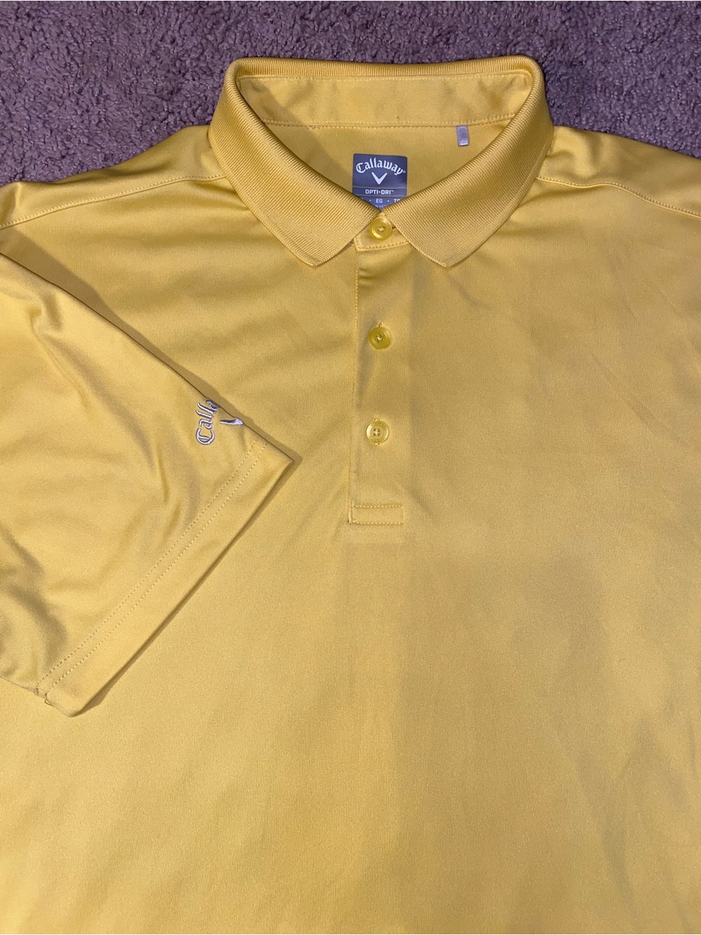 Callaway Opti Dri Golf Polo Mens Size XL Yellow Polyester Tennis Work Shirt
